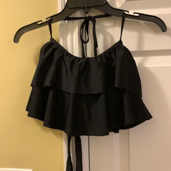 Size XL black bikini ruffled top - Picture 1 of 6
